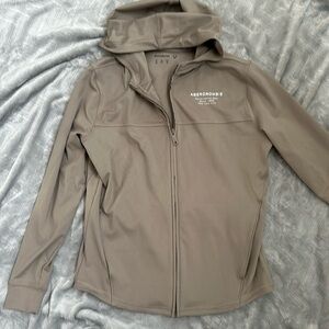 Tan performance material Abercrombie kids zip up hoodie